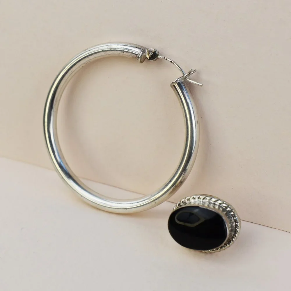 Super chunky asymmetrical earrings, bold mismatched earrings